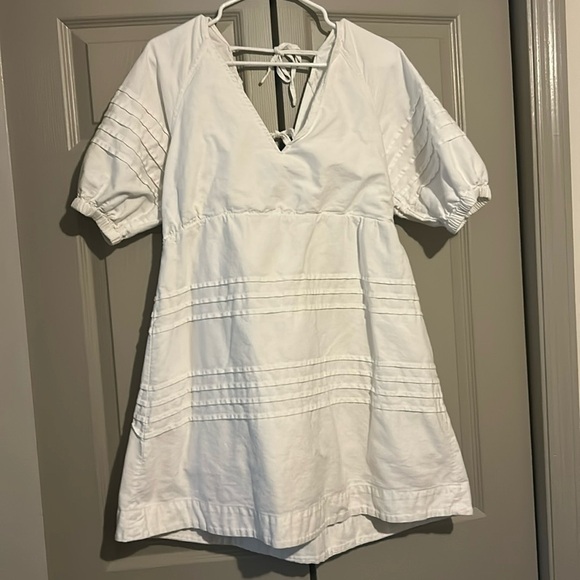 7 For All Mankind Dresses & Skirts - 7 For All Mankind White Puff Sleeve Babydoll Mini Tie Back Dress Large